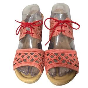 SPRING‎ STEP Wedge Decorative Cut Out Lace Up Closure Made In Italy Women's 5.5